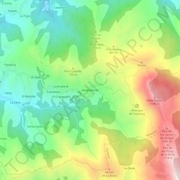 Mapa topográfico Melendreros, altitude, relevo