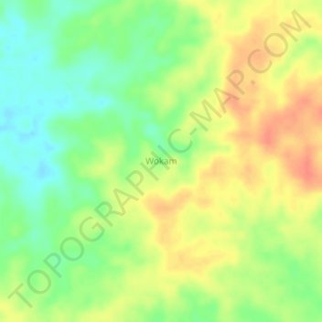 Mapa topográfico Wokam, altitude, relevo