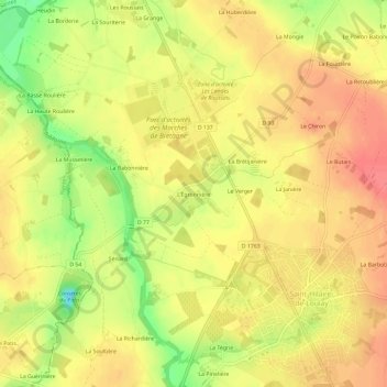 Mapa topográfico L'Égronnière, altitude, relevo