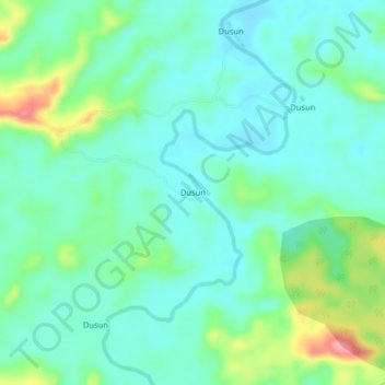 Mapa topográfico Dusun, altitude, relevo