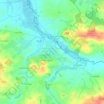 Mapa topográfico Lotissement du Verger, altitude, relevo