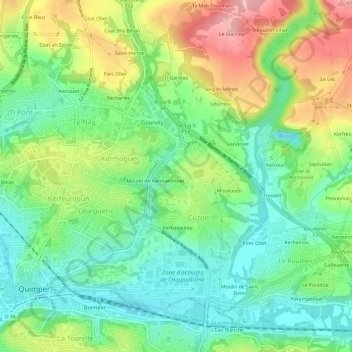 Mapa topográfico Kermahonnet, altitude, relevo