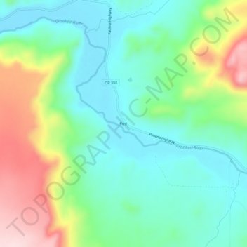 Mapa topográfico Post, altitude, relevo