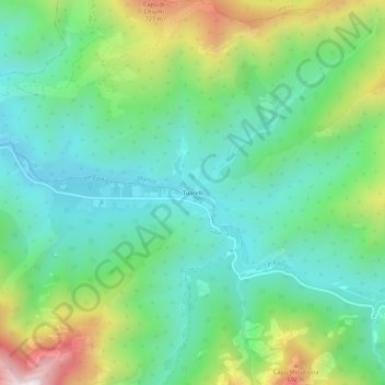 Mapa topográfico Tuarelli, altitude, relevo
