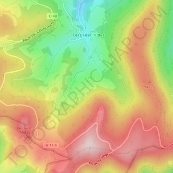 Mapa topográfico Le Linge, altitude, relevo