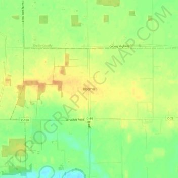 Mapa topográfico Bloomer, altitude, relevo