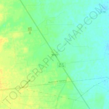 Mapa topográfico Byhalia, altitude, relevo