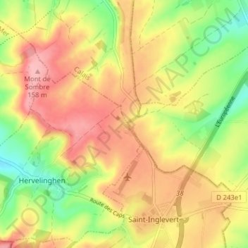 Mapa topográfico Hameau de Ramesault, altitude, relevo