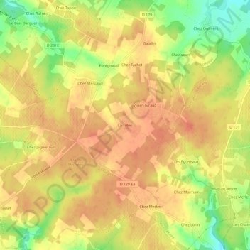 Mapa topográfico La Tillée, altitude, relevo