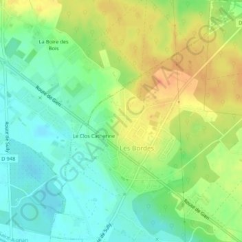 Mapa topográfico Colmart, altitude, relevo
