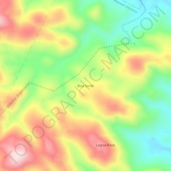 Mapa topográfico Boa Sorte, altitude, relevo