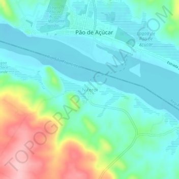 Mapa topográfico Niteroi, altitude, relevo