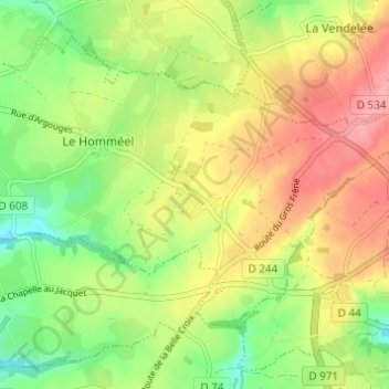 Mapa topográfico Le Pavement, altitude, relevo