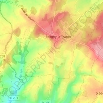 Mapa topográfico La Borie, altitude, relevo