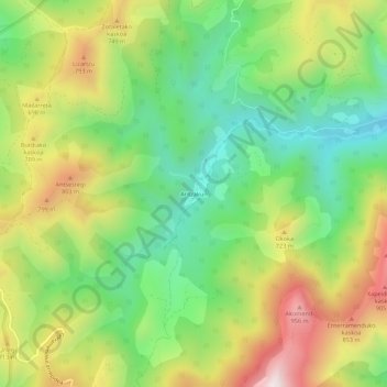 Mapa topográfico Aritzakun, altitude, relevo