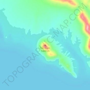 Mapa topográfico San Luis, altitude, relevo