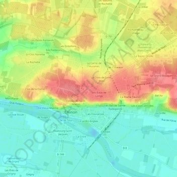 Mapa topográfico Saint-Jean, altitude, relevo