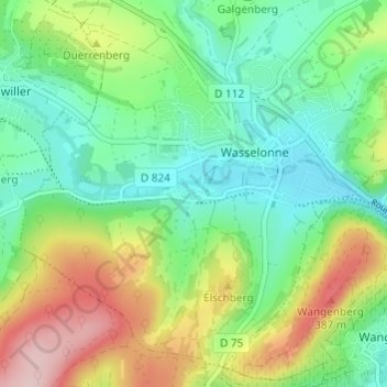 Mapa topográfico Brechlingen, altitude, relevo