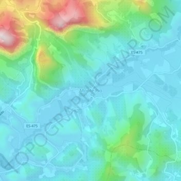 Mapa topográfico Monte Pio, altitude, relevo