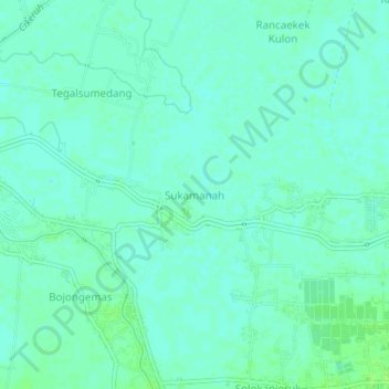 Mapa topográfico Sukamanah, altitude, relevo