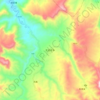 Mapa topográfico Huolongping, altitude, relevo