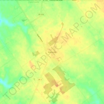 Mapa topográfico Marysville, altitude, relevo