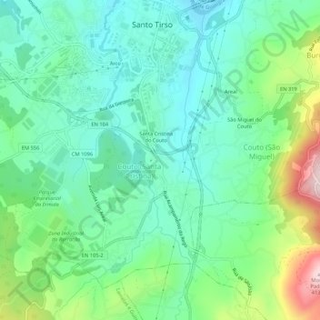 Mapa topográfico Merouços, altitude, relevo