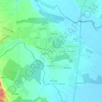 Mapa topográfico Morta, altitude, relevo