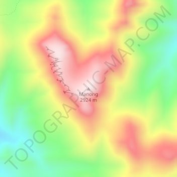 Mapa topográfico Manong, altitude, relevo