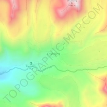 Mapa topográfico Chukhung, altitude, relevo