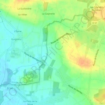 Mapa topográfico Le Bas Pouillé, altitude, relevo