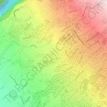 Mapa topográfico Trois Mares, altitude, relevo
