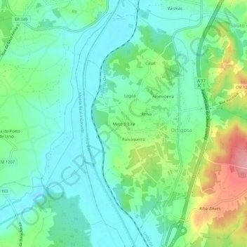Mapa topográfico Mato D'Eira, altitude, relevo