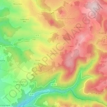 Mapa topográfico L'Estrade, altitude, relevo