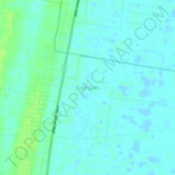 Mapa topográfico Pasir Sakti, altitude, relevo