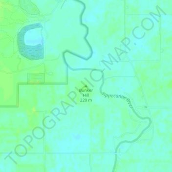 Mapa topográfico Bunker Hill, altitude, relevo