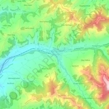 Mapa topográfico Wasen, altitude, relevo
