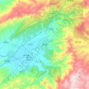 Mapa topográfico Mang, altitude, relevo