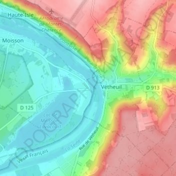 Mapa topográfico Lavacourt, altitude, relevo
