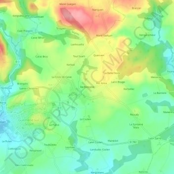 Mapa topográfico Kerfontaine, altitude, relevo