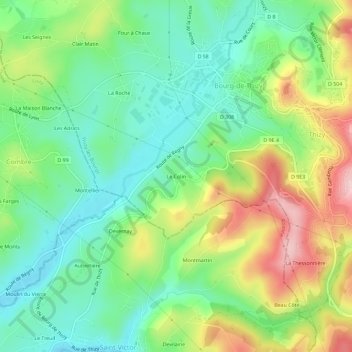 Mapa topográfico Le Colin, altitude, relevo