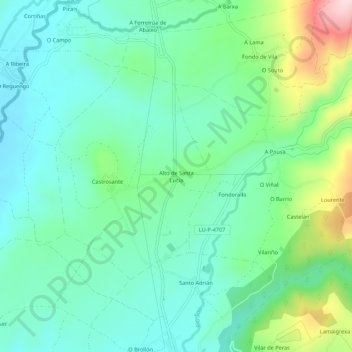 Mapa topográfico Alto de Santa Lucía, altitude, relevo