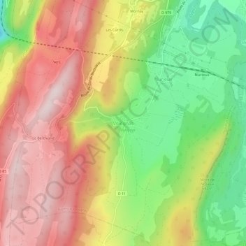 Mapa topográfico Volognat, altitude, relevo
