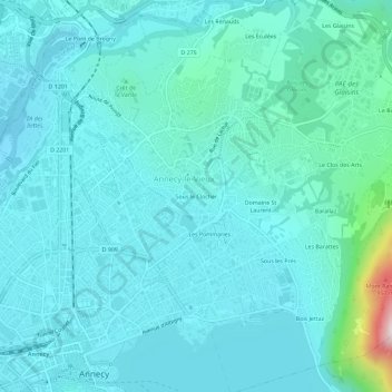 Mapa topográfico Sous le Clocher, altitude, relevo