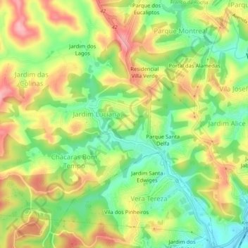 Mapa topográfico Sitio Borda da Mata, altitude, relevo