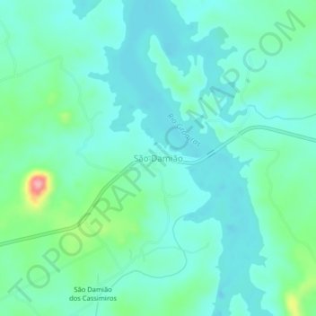 Mapa topográfico São Damião, altitude, relevo