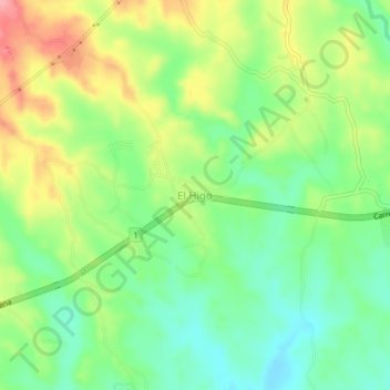 Mapa topográfico El Higo, altitude, relevo