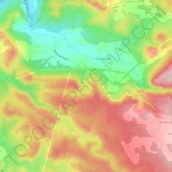 Mapa topográfico Boisset, altitude, relevo