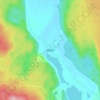 Mapa topográfico Nazko, altitude, relevo