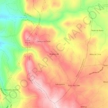 Mapa topográfico Malavenda, altitude, relevo